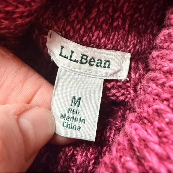 LL Bean Cable Knit Turtleneck Sweater Women’s Mauve Pink Purple 100% Cotton Med - Picture 3 of 8